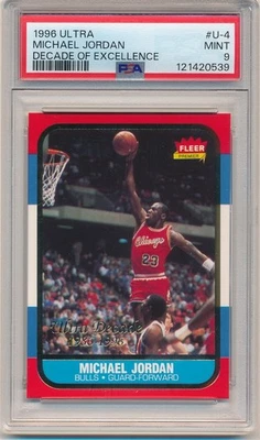 MICHAEL JORDAN 1996/97 ULTRA #4 DECADE OF EXCELLENCE CHICAGO BULLS SP PSA 9 MINT - Image 1 of 2
