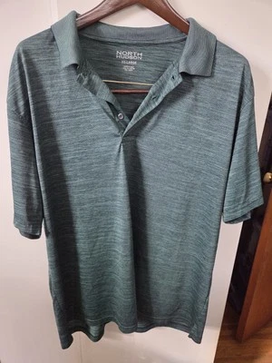 North Hudson Mens 2XL Green Performance Short Sleeve Polo Shirt — 第 1/4 张图片