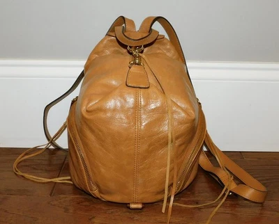 Rebecca Minkoff Julian Mini Mochila de Cuero Caramelo Bolso Cartera ¡BONITO! Foto 1 de 4