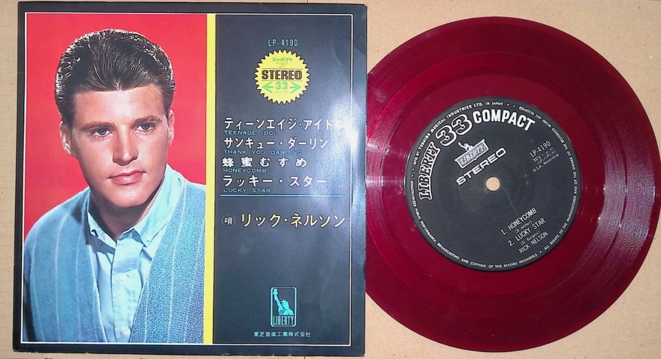 Rick Nelson Teenage Idol Japan 7" EP Red Vinyl 1965 Honeycomb Liberty LP-4190 - Image 1 of 4