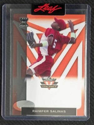 1/1 Raimfer Salinas XRC Rookie CLEAR ORANGE PROOF! 2020 Leaf Valiant! Yankees! - Image 1 of 2