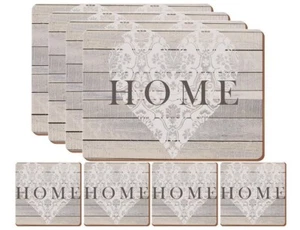 Juego de 4 manteles y posavasos efecto madera corazón para el hogar alfombrillas retro para ajustes de mesa - Imagen 1 de 6