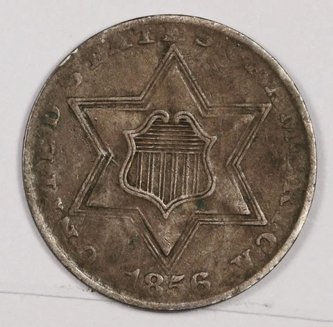 1856 Three Cent Silver.  Natural Uncleaned.  XF.  177393 Cover