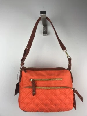 BOLSO DE HOMBRO SR CUADRADO SONDRA ROBERTS EN NYLON NARANJA Y DORADO G1 Foto 1 de 4