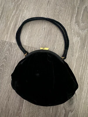 Cartera clutch vintage de terciopelo negro Foto 1 de 2