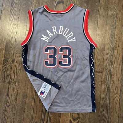 New Jersey Nets Marbury Jersey Kids Large 14-16 Gray Champion - Image 1 of 4
