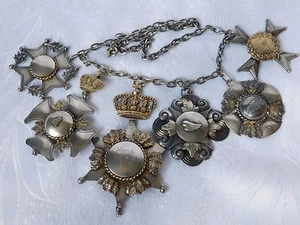 SCHÜTZENKETTE - JÄGER MEDAILLEN AUS SILBER 800-ER DÜSSELDORF UM 1935 - Bild 1 von 10