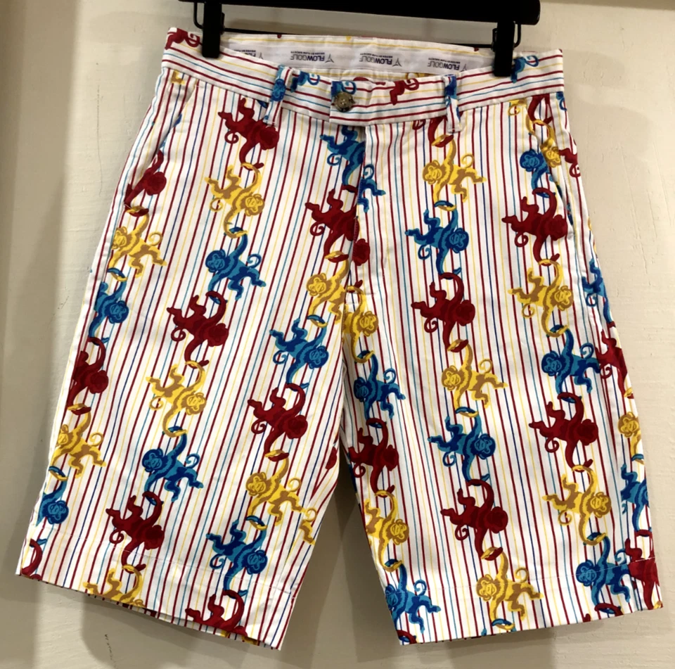 Flowgolf Flow Society Men's Size 30W 11" Inseam Barrel of Monkey Golf Shorts - Image 1 of 4