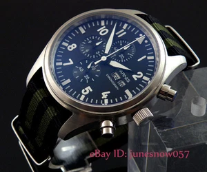 PARNIS 39mm Men's Quartz Watch Coffee Dial Chronograph Metal Strap Black Bezel - Picture 1 of 4