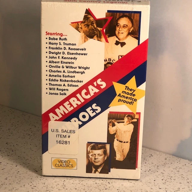 VHS AMERICAS HEROES VIDEO CLASSICS NEW NIB HALL FAME BABE RUTH JOHN KENNEDY SALK - Image 1 of 2