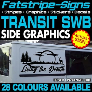 to fit FORD TRANSIT SWB LIVING THE DREAM CAMPER VAN STICKERS GRAPHICS DECALS MK7 - Picture 1 of 2