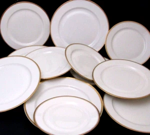12 M. Regon P L Limoges Francia Dulin & Martin Cena Ensalada Postre Platos Dorado - Imagen 1 de 7
