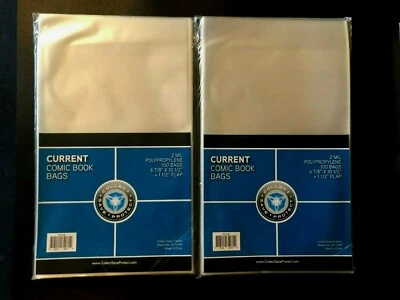 200 CSP Current Comic Book Modern Age Acid Free clear Poly Bags archival sleeves