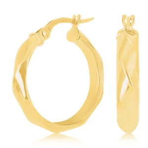 Italian 14k Yellow Gold Basket Weave 4mm 0.75" Diameter Round Hoop Earrings 1.6g - Picture 1 of 4