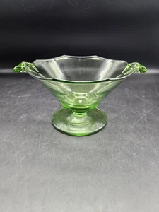 Heisey Glass Green Footed Bowl Dish No. 1229 Octagon Footed Mayonnaise Hawthorne - Picture 1 of 14