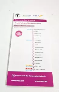 4/12/12 MBTA FRAMINGHAM/WORCESTER LINE COMMUTER RAIL TIMETABLE - Picture 1 of 1