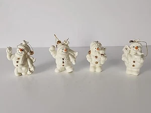 Porcelain Snowman Christmas Ornaments Set of 4 In Box Classic Holiday - Bild 1 von 24