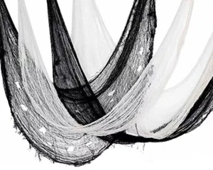 2x Panno Raccapricciante Halloween Nero Spaventoso Panno Spettrale Garza Raccapricciante 23” X 67” Freaky - Foto 1 di 7