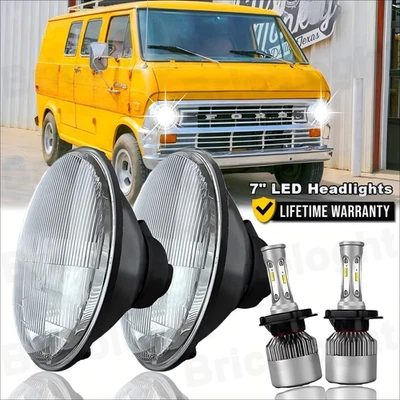Faro LED redondo Hi/LO 2 piezas 7" para Ford Econoline E-100 E-150 E-200 E-250 E-300 Foto 1 de 4