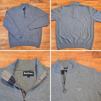 Barbour Half Zip Knitted Jumper Pullover Sweater Mock Neck Men's Sz Large Gray - Image 1 of 4
