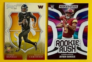 2024 Jayden Daniels 2 Card Rookie Insert Lot! Certified + Rookie Rush! Wash QB! - Bild 1 von 2