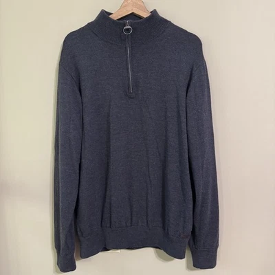 Barbour Mens XXL Charcoal Gray Quarter Zip Pullover 100% Wool Knit Sweater - Image 1 of 4