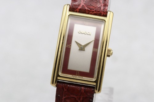 [Quasi Come Nuovo] Orologio Donna Vintage GUCCI 2600L Quarzo Quadrante Rosso Oro Funzionante