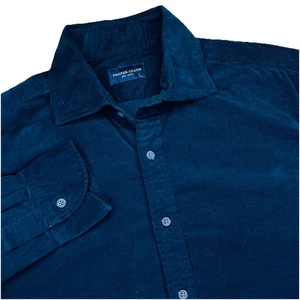 Camisa de pana Proper Cloth para hombre 15,5-34 medio elástico con cordones abotonados azul - Imagen 1 de 16
