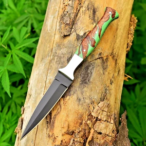 handmade Damascus steel hunting dagger fixed blade boot knife sheath Full Tang - Picture 1 of 6