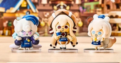 DEVSISTERS Cookie Run Kingdom x Ediya Caramel Choux Milky Way Cream Ferret Toy Figure SET