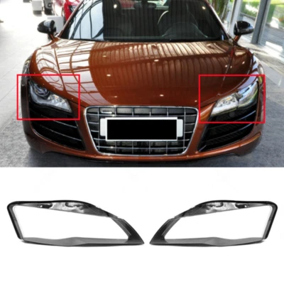 2Pcs For Audi R8 2008-2014 Left Right Side Front Headlight Headlamp Lens Cover - Image 1 of 4