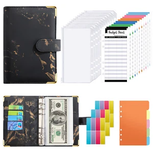A6 Binder Notebook Cash Budget Planner PU Leather Ring Binder Ring Notebook US - Picture 1 of 9