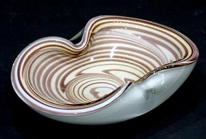 STUNNING! Vintage MURANO Art Glass AVENTURINE Gold VENETIAN Candy Dish Bowl MCM - Picture 1 of 5