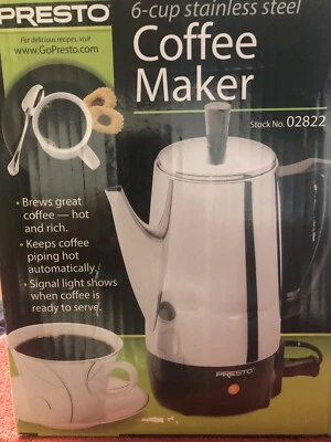 Presto 02822 6杯咖啡壶-不锈钢 — 第 1/4 张图片
