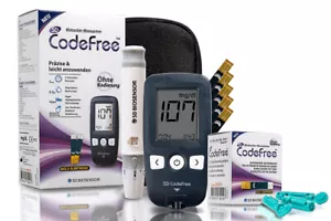 SD CodeFree Blood Glucose Meter with Test Strips Set + Blood Lancets + Bag