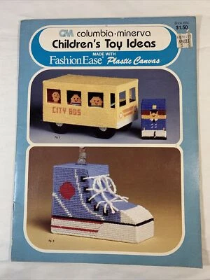 1970s Children's Toy Ideas Plastic Canvas Pattern Booklet 6 Designs Bus Bank 664 - Image 1 of 4