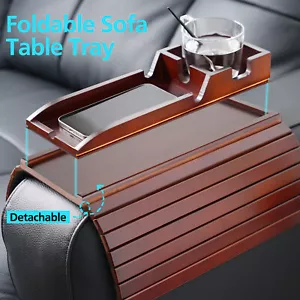 Couch Arm Tray Detachable Couch Cup Holder Tray Phone Holder Foldable Lounge Red - Picture 1 of 10