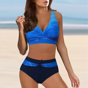 Women’s High Waisted Bikini Set – Retro Push Up Two Piece Swimsuit Tankini - Picture 1 of 21