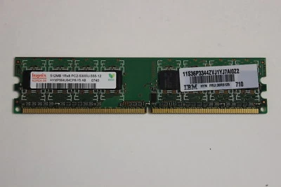 IBM LENOVO 30R5125 36P3344 512MB 1RX8 PC2-5300U 240 PIN DIMM HYMP564U64CP8-Y5 AB - Image 1 of 2