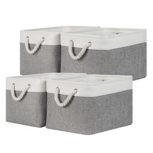 Storage Baskets 4pack Fabric Storage Bins Clothes Baskets With Rope Handle Decor - Picture 1 of 7
