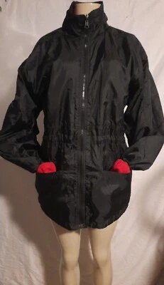 Outbrook Reversible Jacket Coat Black Nylon Or Red Fleece Drawstring Waist Sz S - Image 1 of 4