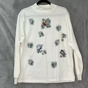 Vintage 90s Artisans Screen Print Bird Nature All Over Print Sweatshirt Gr. L - Bild 1 von 11