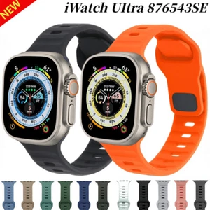 For Apple Watch Ultra2 Series 9 8 7 SE 6 Sport Silicone Band Strap 44/41/45/49mm - Picture 1 of 38