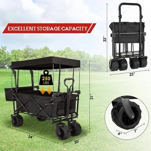 Outdoor faltbarer Bollerwagen mit abnehmbarem Überdachung für Strand, Garten, Sport - Bild 1 von 27
