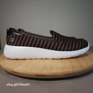 Lands End Slip On Loafers Comfort Striped Black Brown Womens Size 10D - Picture 1 of 10