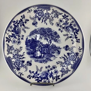 Plato de cena Quadrifolio cerámica hecho en Italia 10,25” azul blanco pareja romance - Imagen 1 de 11