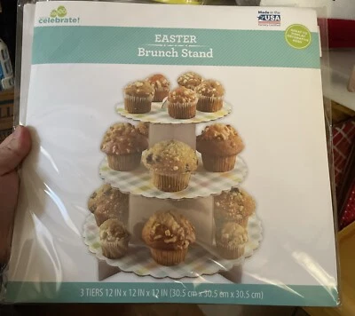 3 Tiers Holiday Easter Brunch Stand Multi-Color Cardboard Holder Party - Image 1 of 3