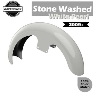 STONE WASHED WHITE PEARL 21" Reveal Wrapper Hugger Front Fender For 09+ Harley - Picture 1 of 9