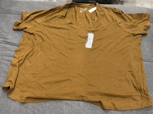 Terra & Sky Women's V-Neck T-Shirt with Short Sleeves Brown Size 3X(24W-26W) - Picture 1 of 1