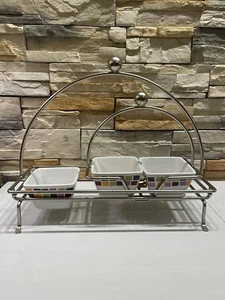 The Simple Additions Pampered Chef 5pc Condiment Caddy Serving Set Bowls Retired - Picture 1 of 13